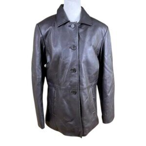 Brown Leather Jacket Mid Length Excelled (~L)